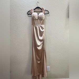 Elegant Satin Gown in Champagne